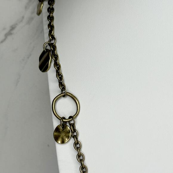 Premier Designs Hammered Metal Gold Tone Long Necklace - Picture 8 of 12